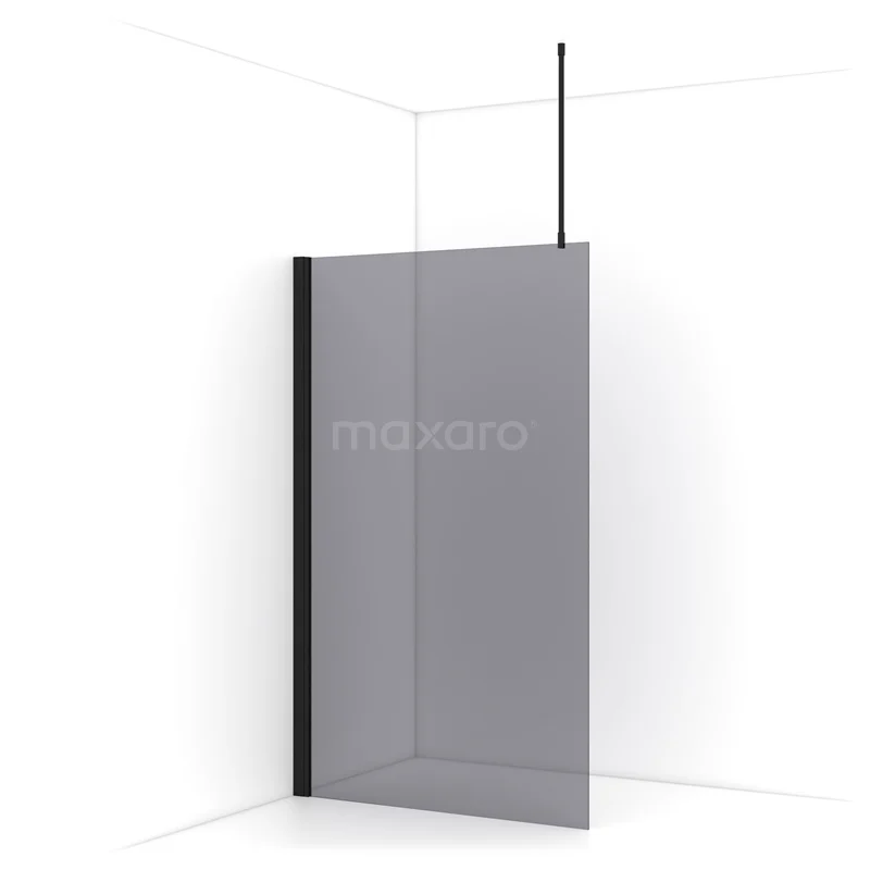 Diamond Walk-in shower | 110 cm Matte black Smoke glass Fixed wall IDA11731MB