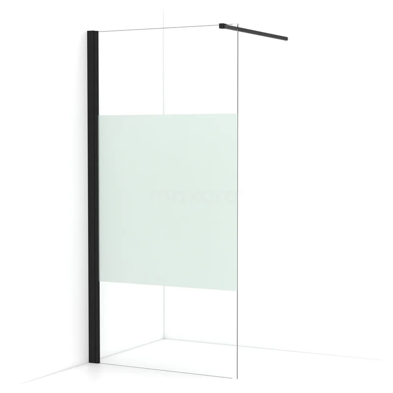Begehbare Dusche Diamant 90cm aus klarem Sicherheitsglas mit mattiertem Rand Matt Schwarz IDA09133MB Begehbare Dusche Diamant 90cm aus klarem Sicherheitsglas mit mattiertem Rand Matt Schwarz IDA09133MB