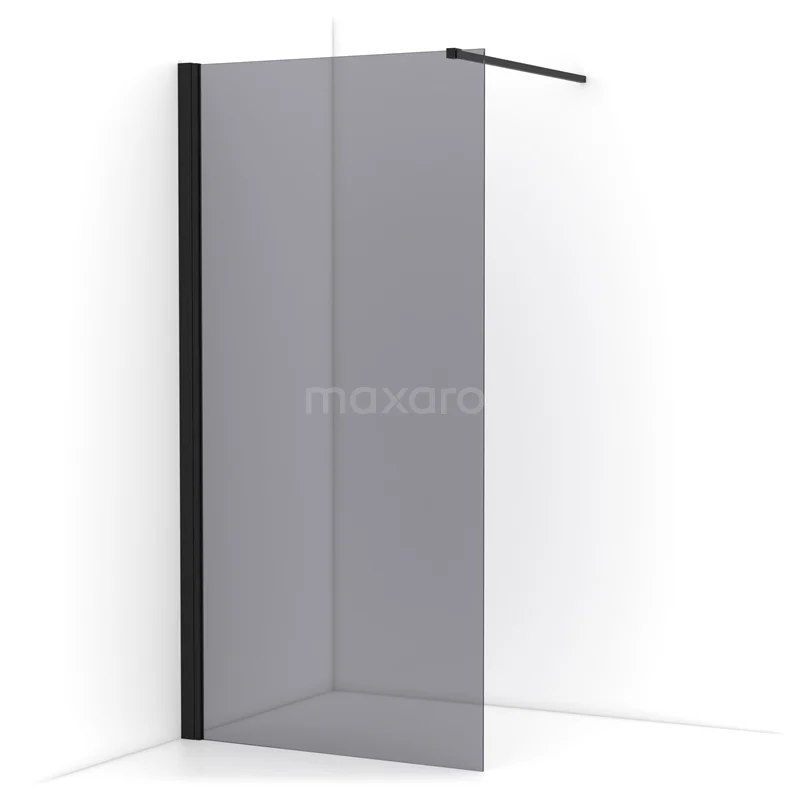 Diamond Walk-in shower | 90 cm Matte black Smoke glass Fixed wall IDA09131MB