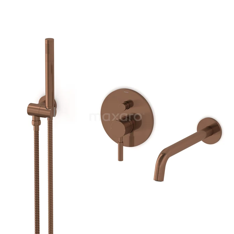 Radius Concealed bath mixer set | Copper Single lever mixer tap with handheld shower 5 positions CIK55-00006