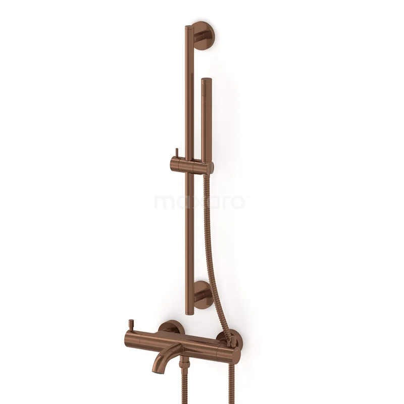 Radius exposed bath mixer set | Copper Thermostatic mixer with handheld shower 1 position COK55-00003