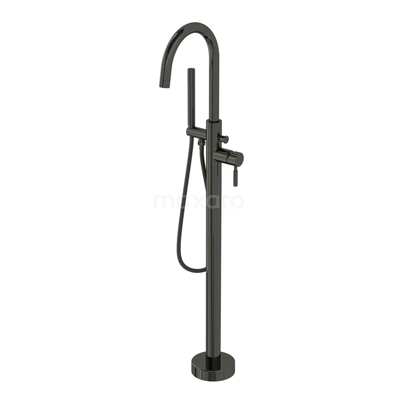 Freestanding bath tap with Handheld shower Radius Black chrome, Single lever mixer tap, Black chrome BSG-5503-60001