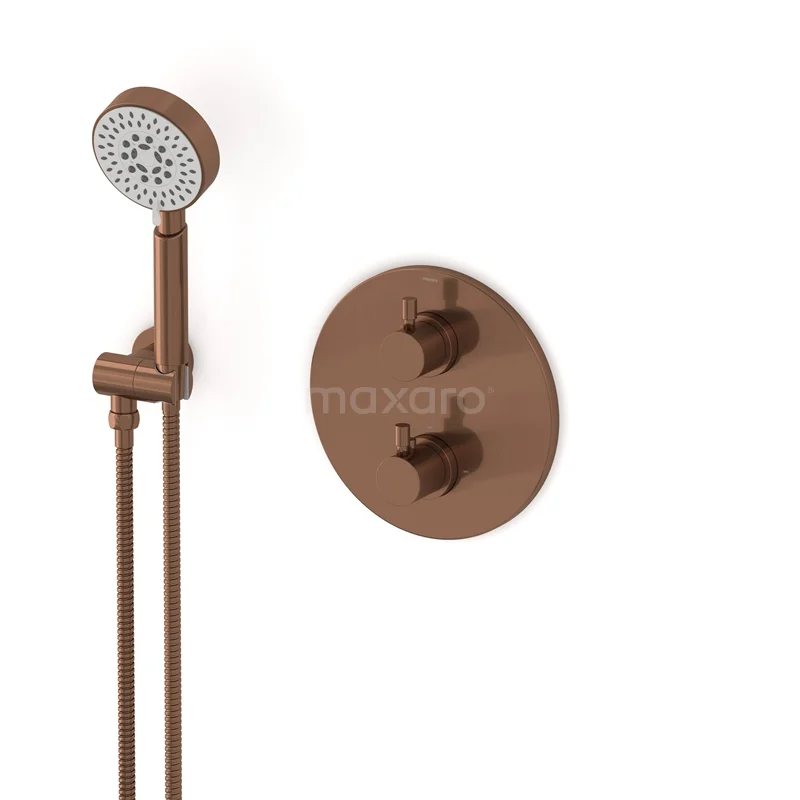 Radius concealed shower mixer set | Copper Thermostatic mixer with handheld shower 5 positions AIK55-00020