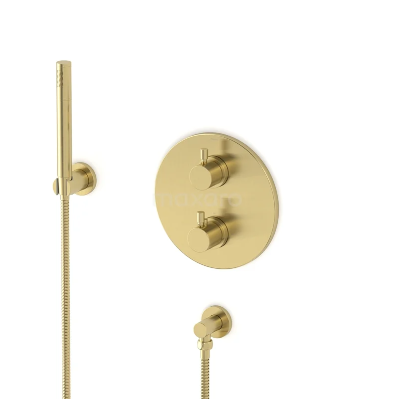 Radius concealed shower mixer set | Light gold Thermostatic mixer with handheld shower 1 position AIL55-00011