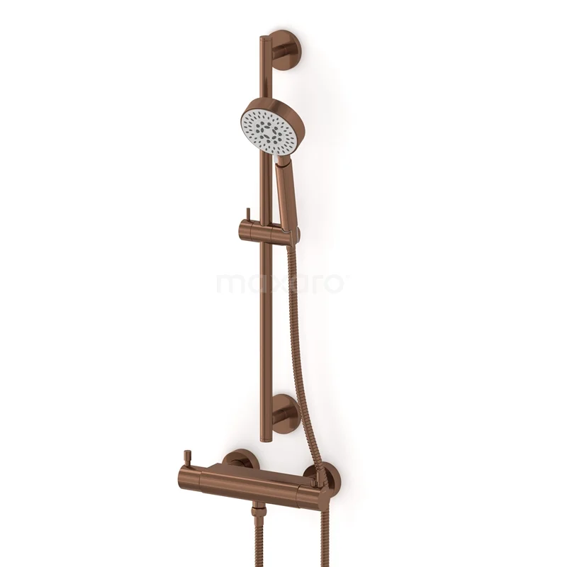 Radius exposed shower mixer set | Copper Thermostatic mixer with handheld shower 5 positions AOK55-00002