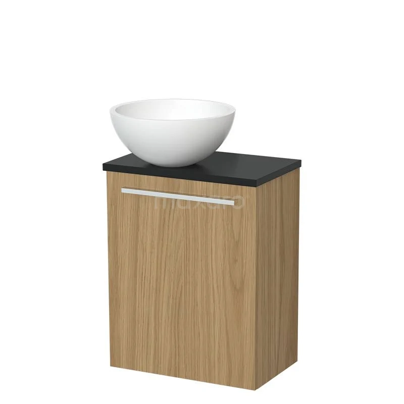 WC-Möbel mit Aufsatzwaschbecken | 41 cm Naturfurnier Glatte Front Matt Weiß Solid Surface Aufsatzwaschbecken Matt Schwarz Platte TMK10-16039 WC-Möbel mit Aufsatzwaschbecken | 41 cm Naturfurnier Glatte Front Matt Weiß Solid Surface Aufsatzwaschbecken Matt Schwarz Platte TMK10-16039