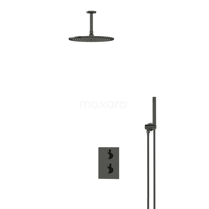 Radius Rain shower Built-in | Black chrome 30 cm Rain shower Thermostatic BIB55-00019