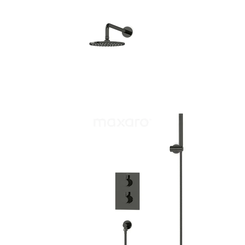 Radius Rain shower Built-in | Black chrome 20 cm Rain shower Thermostatic BIB55-00021