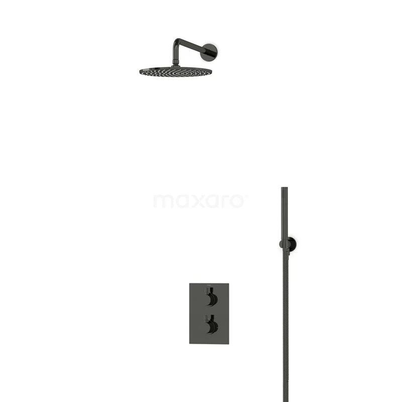 Radius Rain shower Built-in | Black chrome 25 cm Rain shower Thermostatic BIB55-00041