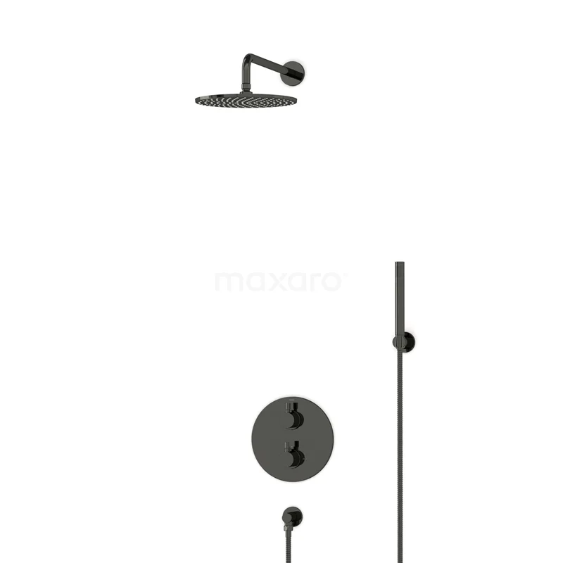 Radius Rain shower Built-in | Black chrome 25 cm Rain shower Thermostatic BIB55-00076