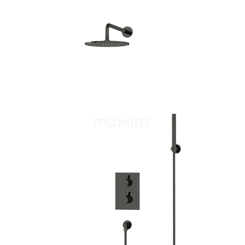 Radius Rain shower Built-in | Black chrome 25 cm Rain shower Thermostatic BIB55-00077