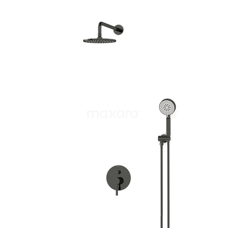 Radius Rain shower Built-in | Black chrome 20 cm Rain shower Single lever BIB55-00093