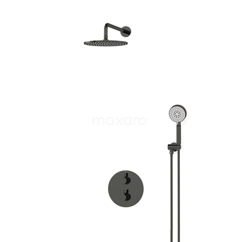 Radius Rain shower Built-in | Black chrome 25 cm Rain shower Thermostatic BIB55-00094