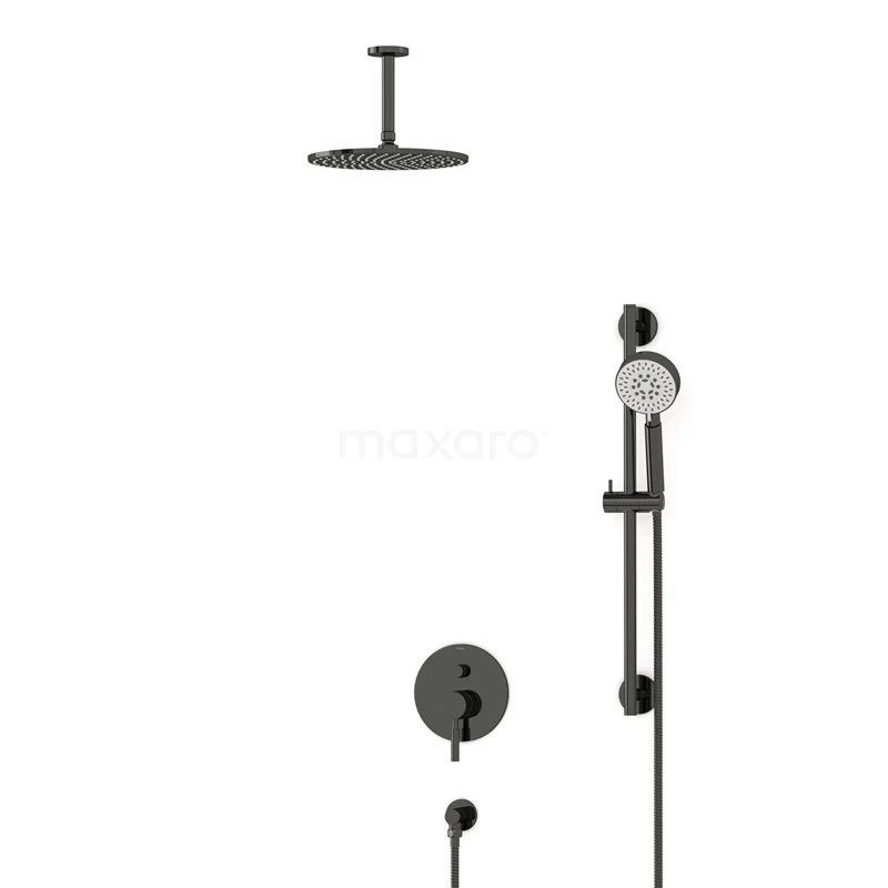 Radius Rain shower Built-in | Black chrome 25 cm Rain shower Single lever BIB55-00141