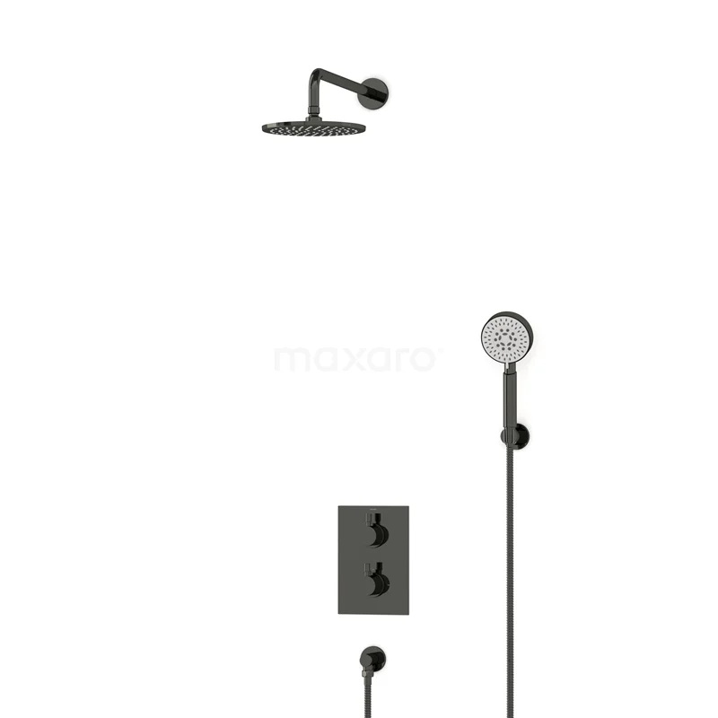 Radius Rain shower Built-in | Black chrome 20 cm Rain shower Thermostatic BIB55-00164