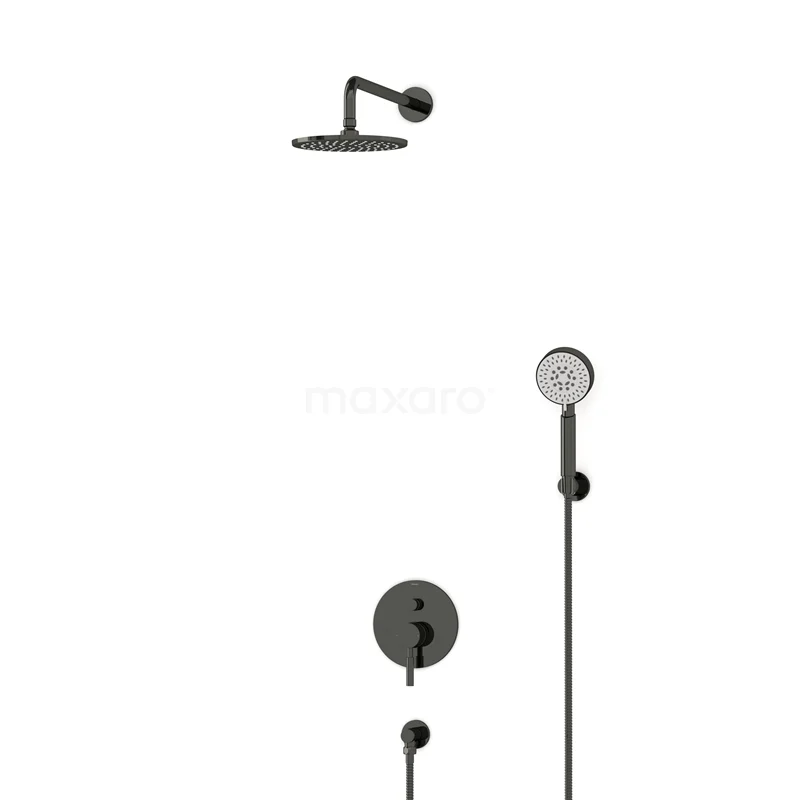 Radius Rain shower Built-in | Black chrome 20 cm Rain shower Single lever BIB55-00165