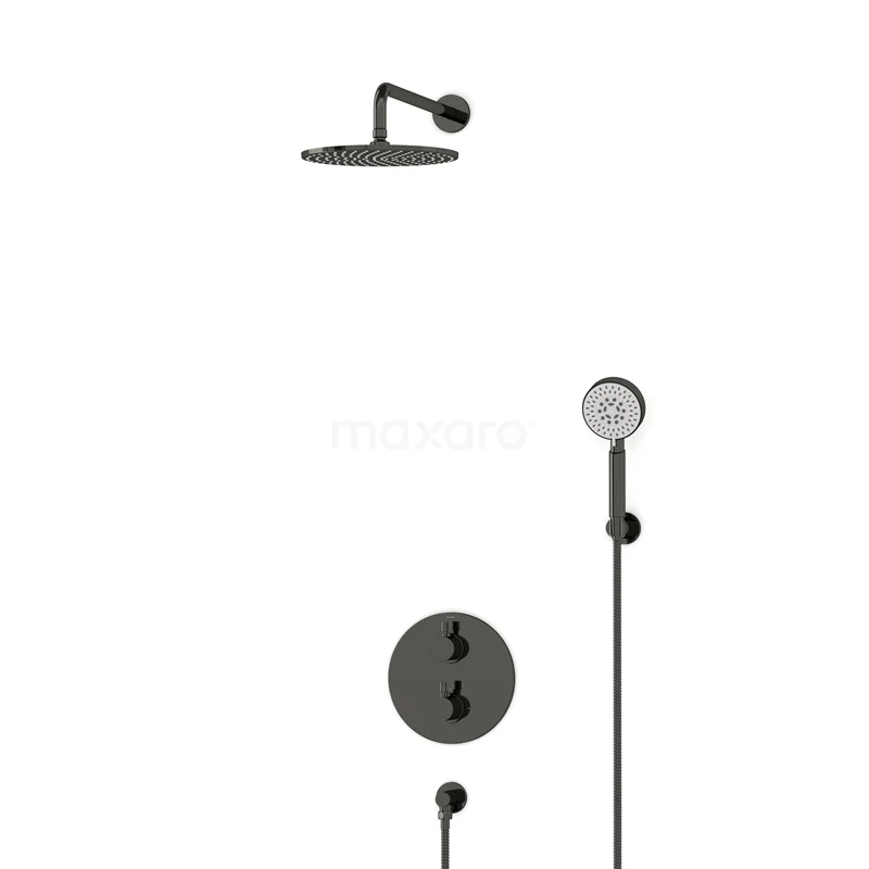 Radius Rain shower Built-in | Black chrome 25 cm Rain shower Thermostatic BIB55-00166