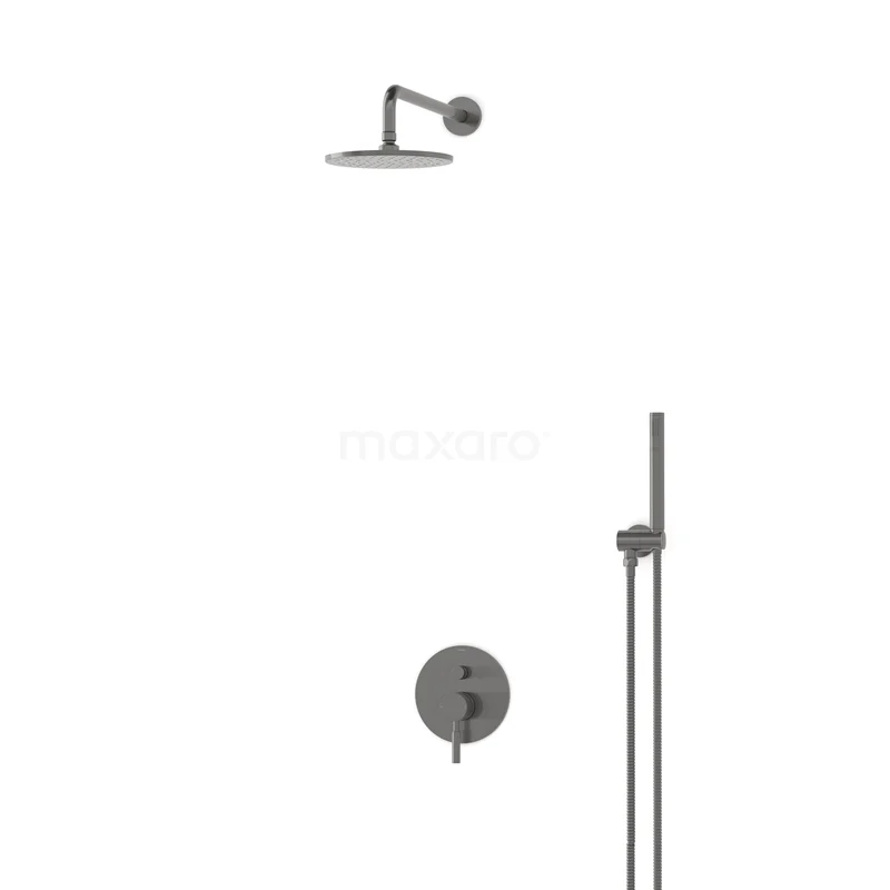 Einbau-Regenbrausegarnitur Radius Schwarz Steel, Einhebelmischbatterie, 20cm Kopfbrause, Schwarzes Metall BIM55-00006 Einbau-Regenbrausegarnitur Radius Schwarz Steel, Einhebelmischbatterie, 20cm Kopfbrause, Schwarzes Metall BIM55-00006