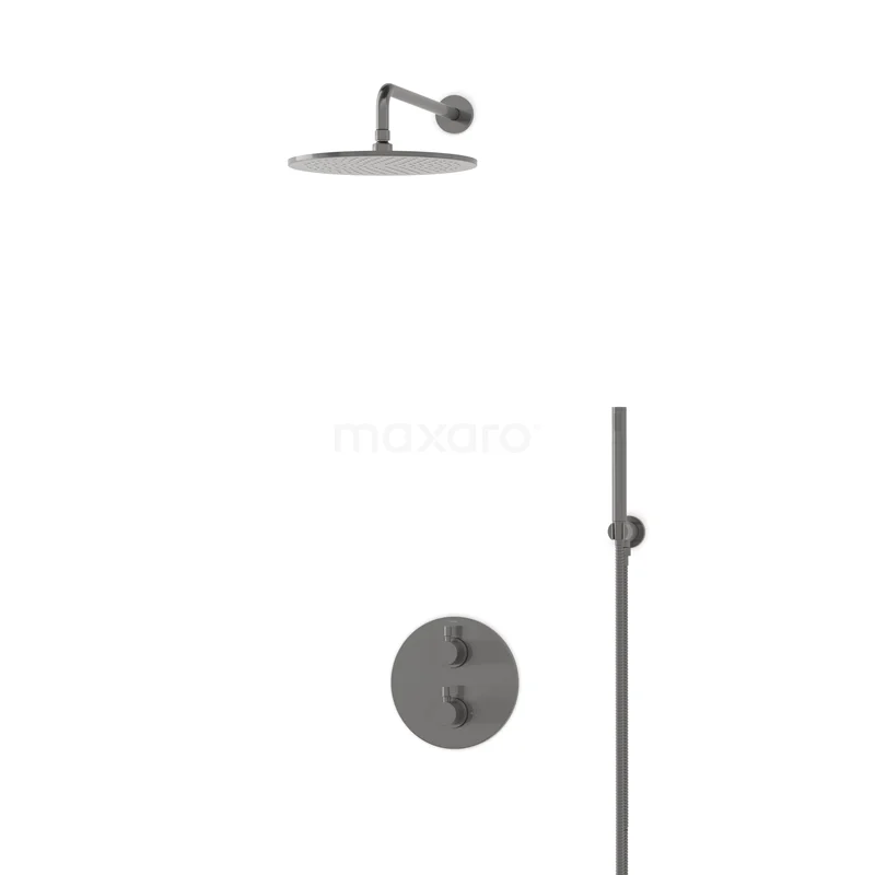 Radius Rain shower Built-in | Black metal 30 cm Rain shower Thermostatic BIM55-00043