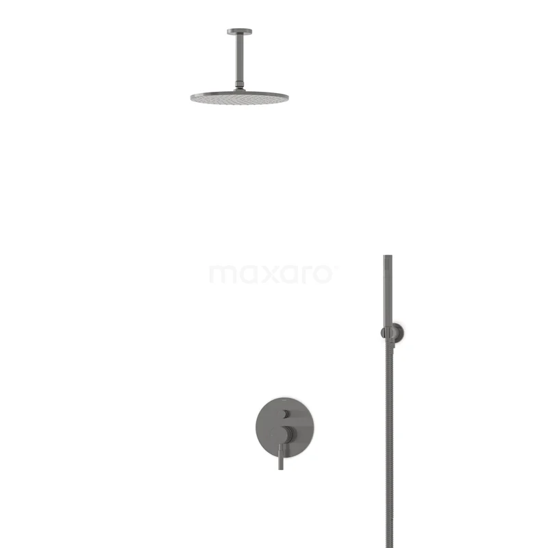 Radius Rain shower Built-in | Black metal 25 cm Rain shower Single lever BIM55-00051
