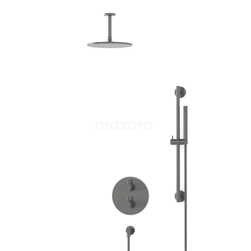 Radius Rain shower Built-in | Black metal 25 cm Rain shower Thermostatic BIM55-00067
