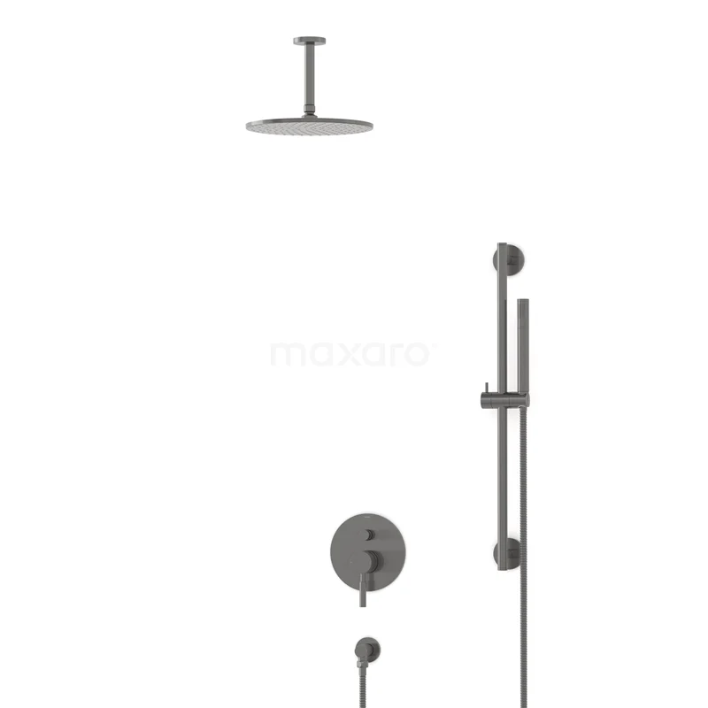 Radius Rain shower Built-in | Black metal 25 cm Rain shower Single lever BIM55-00069