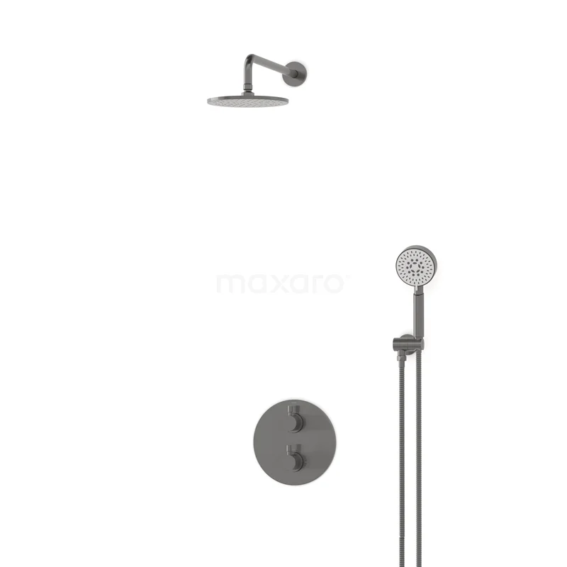Radius Rain shower Built-in | Black metal 20 cm Rain shower Thermostatic BIM55-00091