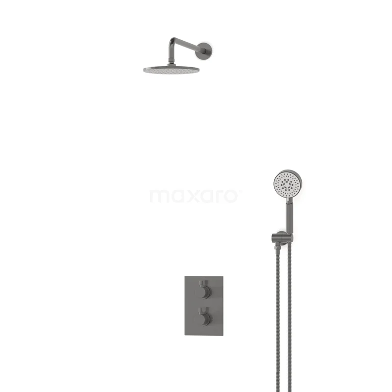 Radius Rain shower Built-in | Black metal 20 cm Rain shower Thermostatic BIM55-00092