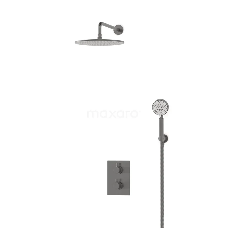 Radius Rain shower Built-in | Black metal 30 cm Rain shower Thermostatic BIM55-00116