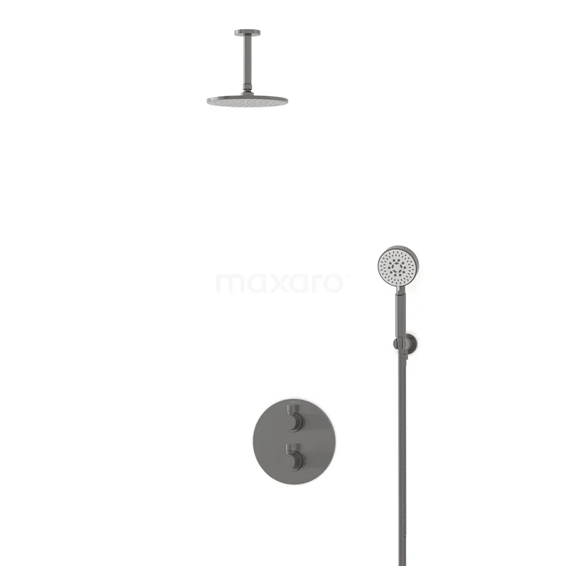 Radius Rain shower Built-in | Black metal 20 cm Rain shower Thermostatic BIM55-00118