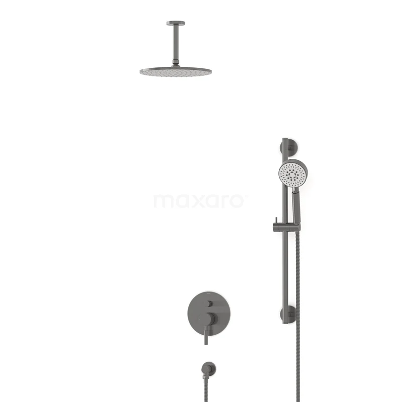 Radius Rain shower Built-in | Black metal 25 cm Rain shower Single lever BIM55-00141