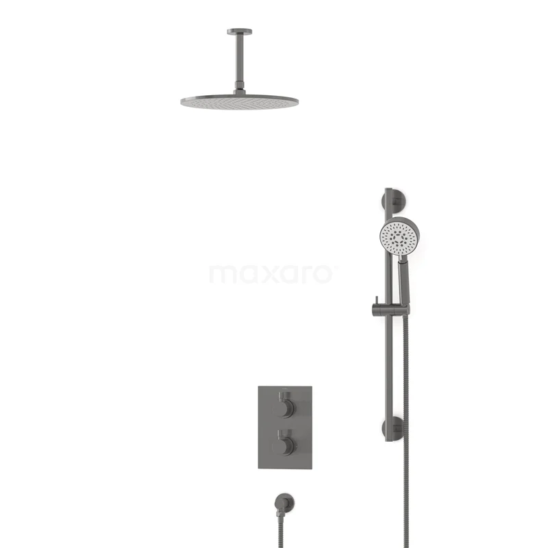 Radius Rain shower Built-in | Black metal 30 cm Rain shower Thermostatic BIM55-00143