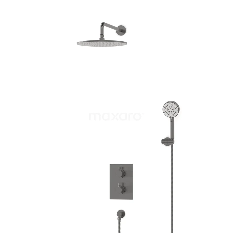 Radius Rain shower Built-in | Black metal 30 cm Rain shower Thermostatic BIM55-00152