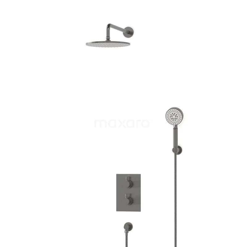 Radius Rain shower Built-in | Black metal 25 cm Rain shower Thermostatic BIM55-00167