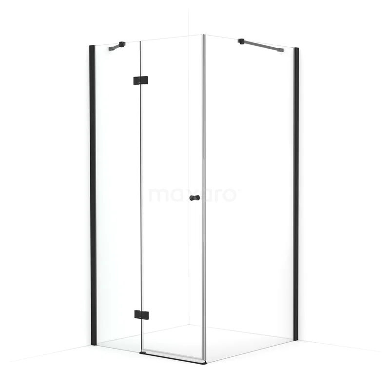 Amber Shower enclosure | 90x90 cm Matte black Clear glass Pivot door Square CTB359410M