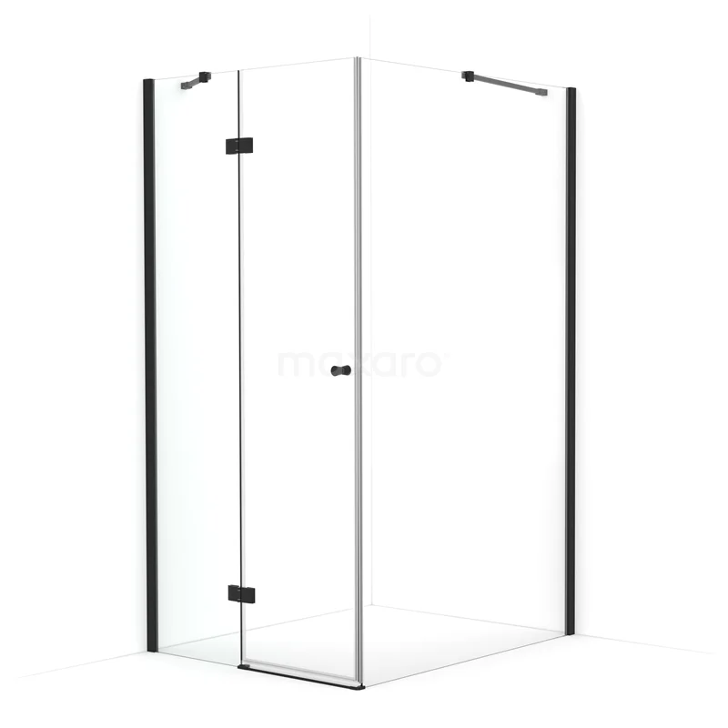 Amber Shower enclosure | 110x100 cm Matte black Clear glass Pivot door Rectangle CTB3611410M