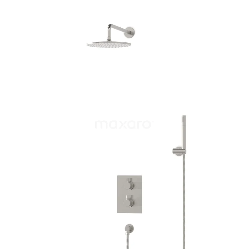Einbau-Brausegarnitur Radius Steel, Thermostatarmatur, 25cm Kopfbrause, Edelstahl BIR55-00029 Einbau-Brausegarnitur Radius Steel, Thermostatarmatur, 25cm Kopfbrause, Edelstahl BIR55-00029