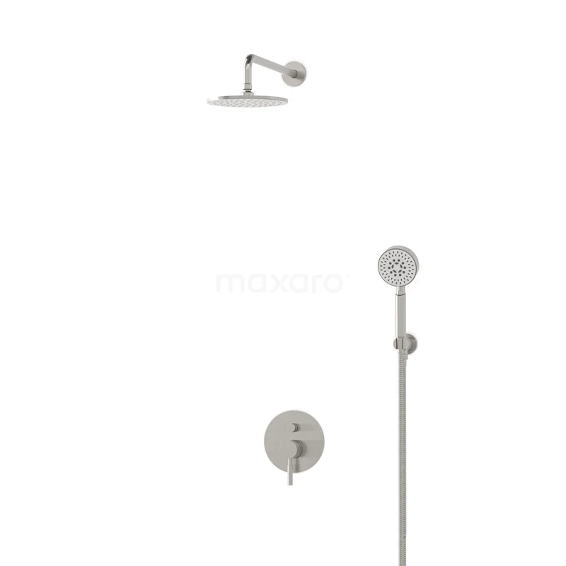 Radius Steel Unterputz-Regenbrausegarnitur, Mischbatterie, 20cm Kopfbrause, Edelstahl BIR55-00063 Radius Steel Unterputz-Regenbrausegarnitur, Mischbatterie, 20cm Kopfbrause, Edelstahl BIR55-00063