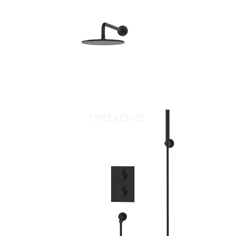 Regendusche-Set Radius Schwarz 25cm Unterputz-Thermostat Schwarz BIZ55-00053 Regendusche-Set Radius Schwarz 25cm Unterputz-Thermostat Schwarz BIZ55-00053