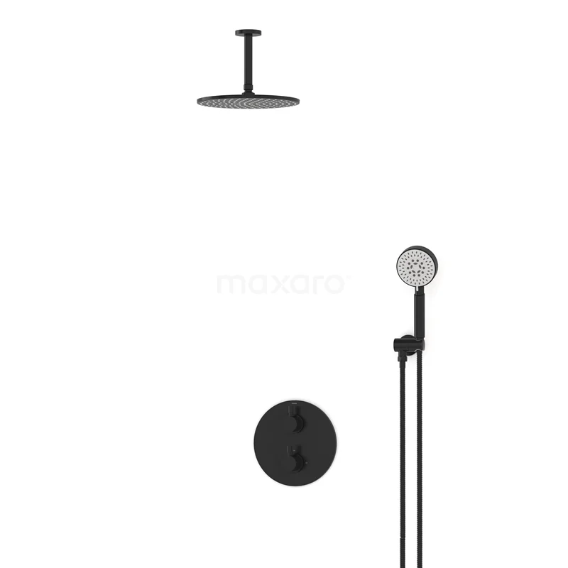 Radius Rain shower Built-in | Black 25 cm Rain shower Thermostatic BIZ55-00082