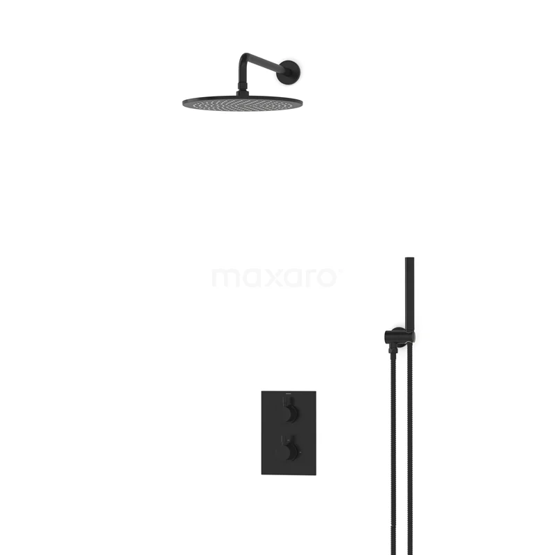 Einbau-Regenbrausegarnitur Radius Schwarz, Thermostatarmatur, 30cm Kopfbrause, Schwarz BIZ55-00121 Einbau-Regenbrausegarnitur Radius Schwarz, Thermostatarmatur, 30cm Kopfbrause, Schwarz BIZ55-00121