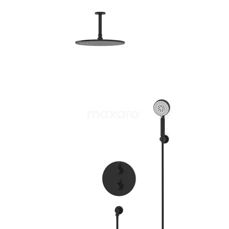 Radius Rain shower Built-in | Black 30 cm Rain shower Thermostatic BIZ55-00179