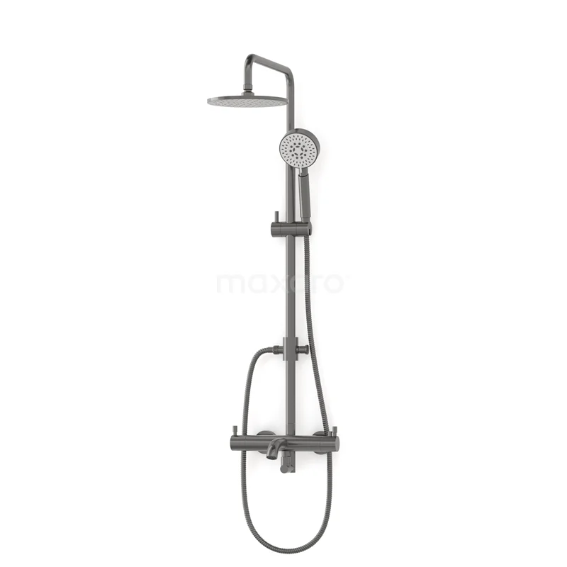Radius Bath tap with rain shower | Black metal Thermostatic DOM55-00003