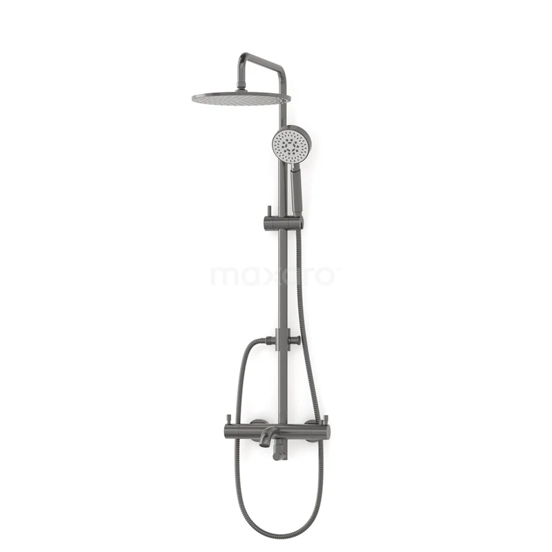 Radius Bath tap with rain shower | Black metal Thermostatic DOM55-00004