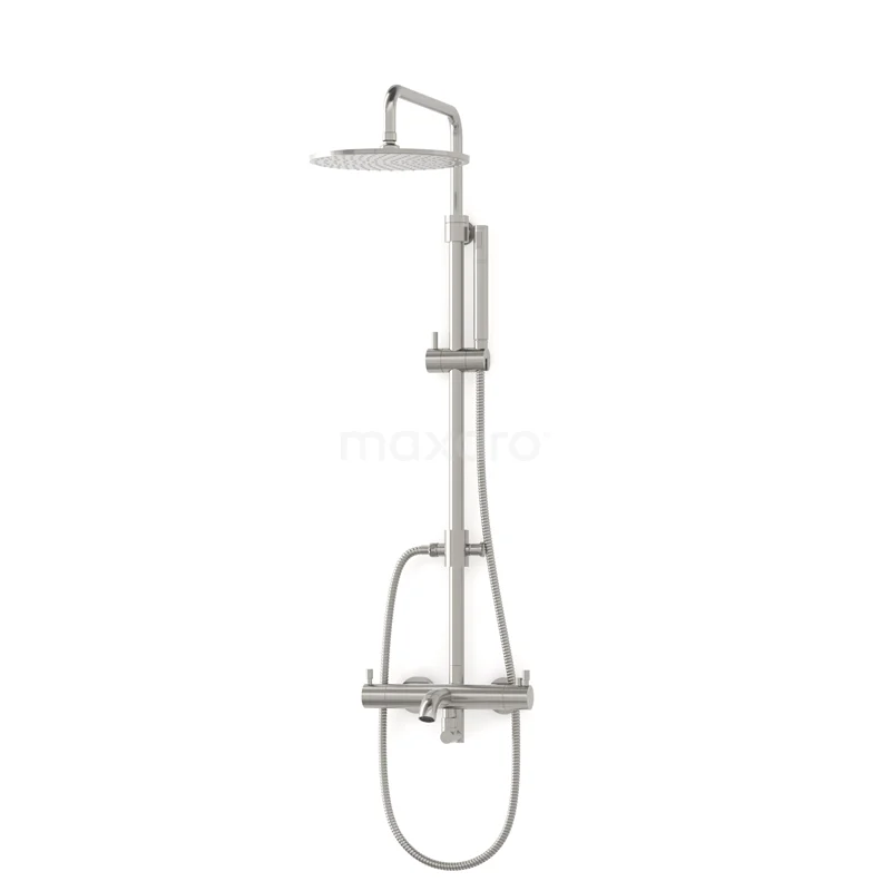 Radius Built-on Bath tap with rain shower | Stainless steel Thermostatic DOR55-00002
