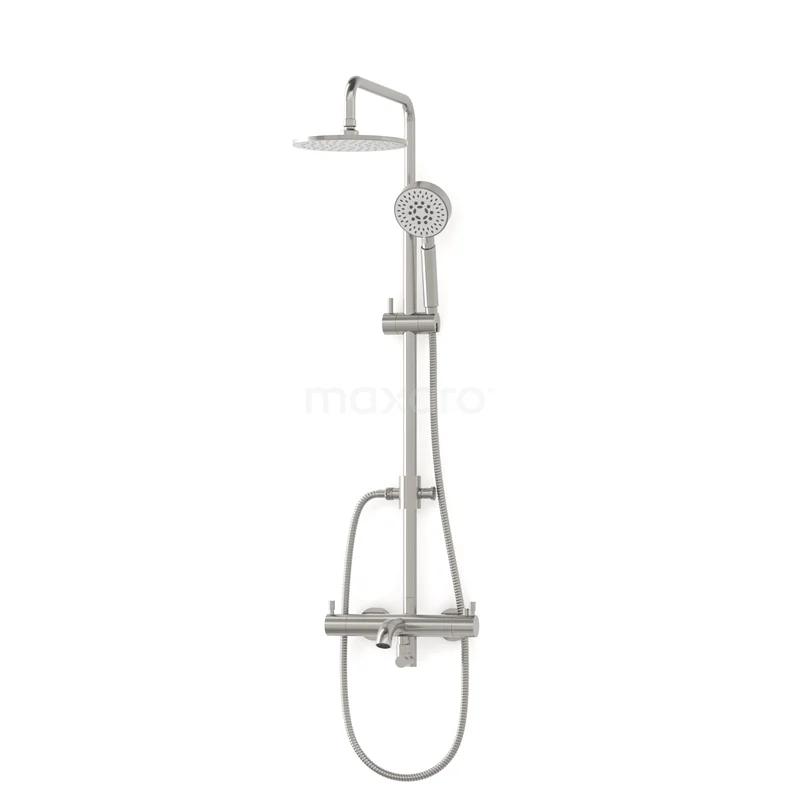 Radius Built-on Bath tap with rain shower | Stainless steel Thermostatic DOR55-00003