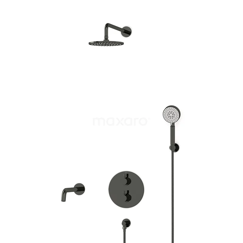 Radius Einbau Badewannenarmatur mit Regendusche | Schwarzchrom Thermostatisch DIB55-00110 Radius Einbau Badewannenarmatur mit Regendusche | Schwarzchrom Thermostatisch DIB55-00110