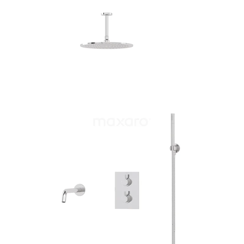 Radius Built-in Bath tap with rain shower | Chrome Thermostatic DIC55-00023