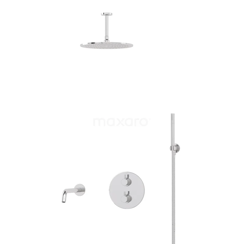 Radius Built-in Bath tap with rain shower | Chrome Thermostatic DIC55-00024