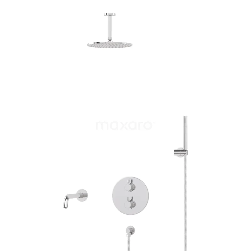 Radius Built-in Bath tap with rain shower | Chrome Thermostatic DIC55-00046